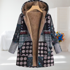 Rosalie - Eleganter Mid-Season Mantel in Schwarz-Grau-Braun