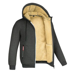TOMMY - Kapuzenpullover mit Reißverschluss aus Fleece in Dunkelgrau