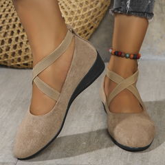 Luvinia - Bequeme Keilabsatzschuhe für Damen in Beige