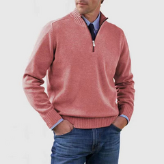 Pullover Herren Half Zip Modern | Warm Komfort Freizeit in Rosa