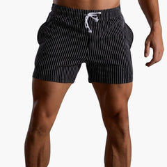 Gestreifte Shorts mit Kordelzug - für Herren im Sommerstil in Schwarz