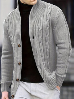 Victor | Zopfstrickjacke mit Knöpfen in Grau