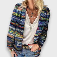 Sarai – Bunter Strick-Cardigan in Blau