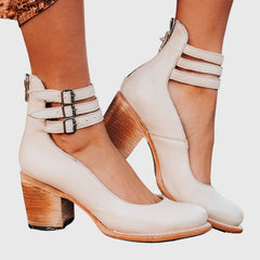 Nina - Damen Elegante Pumps mit Blockabsatz und Komfortpolsterung in Weiß