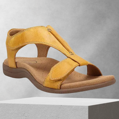 FunStep - Schnalle Leder flach Sandalen in Gelb