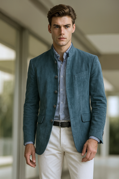 Johnny | Wildlederjacke in blau