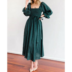 Trinity - Kleid - Rüschenärmel in Dunkelgrün