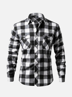 Emil | Herren Flanell Buffalo Karo Hemd in Schwarz