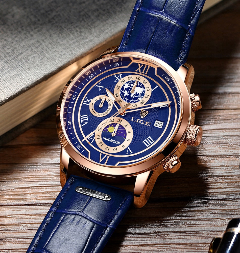 Chronographuhr mit hochwertigem Lederarmband
