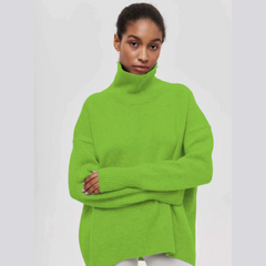 Kurzarm-Rollkragenpullover – Kühne Eleganz mit modernem Flair in Hellgrün