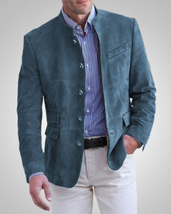 Andreas | Herren Klassische Wildleder-Blazerjacke in Blau