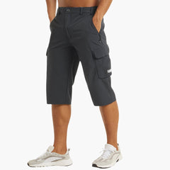 Herren Sommer Cargoshorts mit Stretchstoff und Reißverschlusstaschen in Dunkelgrau