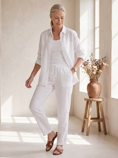 Noor | Langarmshirt mit tapered Pants Set in Weiß