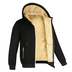 TOMMY - Kapuzenpullover mit Reißverschluss aus Fleece in Schwarz
