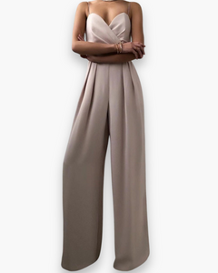 Damen Eleganter Jumpsuit | Festlich Weit Beinig in Aprikose