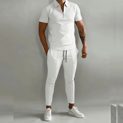 Herren Elegantes Polo Shirt und Hose Set | Stilvoll in Weiß
