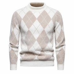 Arvid - Stehkragenpullover - Diamantmuster in Hellrosa