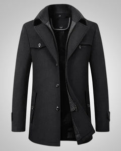 Michael | Herren Klassischer Winter Reißverschluss Mantel in Schwarz