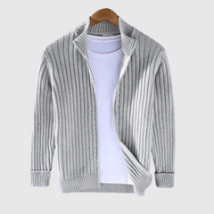 Jericho - Gerippter Cardigan - Rollkragenstil in Silber