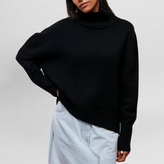 Stefanie™ | Strickpullover mit Rollkragen in Schwarz