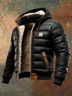 Martin | Gefütterte Herrenjacke Schwarz Sherpa komfortabel in Schwarz