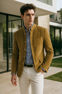 Johnny | Wildlederjacke in khaki
