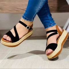 Roma® | Komfortable Plateau-Sandalen mit Hohlschnalle Damenschuhe in Schwarz