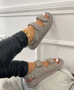 Romina® | Komfort KlettSandals Damen Strandsandalen in Grau