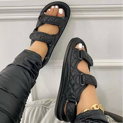 Romina® | Komfort KlettSandals Damen Strandsandalen in Schwarz