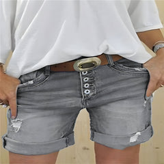 Mareeba | Ripped Denim Shorts für Frauen in Grau