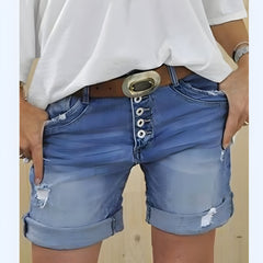 Mareeba | Ripped Denim Shorts für Frauen in Blau