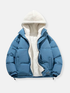 Warmer Winter Puffermantel in Blau