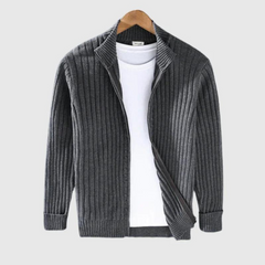 Jericho - Gerippter Cardigan - Rollkragenstil in Grau