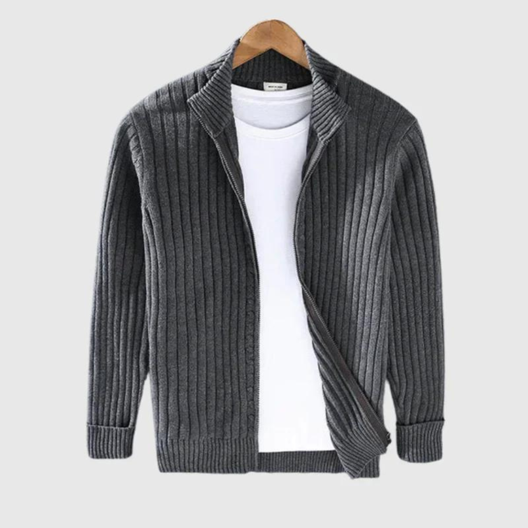 Jericho - Gerippter Cardigan - Rollkragenstil