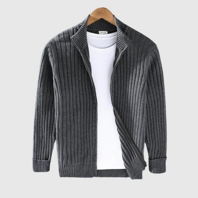 Jericho - Gerippter Cardigan - Rollkragenstil