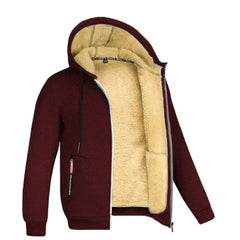 TOMMY - Kapuzenpullover mit Reißverschluss aus Fleece in Burgund