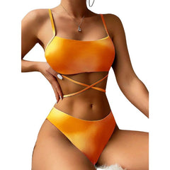Luciana® | 3-teiliger Bikini-Badeanzug mit Schnürung und Strandrock in Gelb