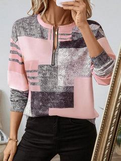 Tricia™ – Sweatshirt mit Grafikprint und Reißverschluss in Rosa