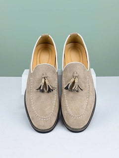 Claus – Quasten Loafer Herren Wildleder Beige Klassisch in Beige