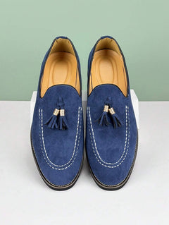 Immanuel – Quasten Loafer Herren Blau Wildleder Business in Blau