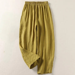 Wilina - Leichte Leinenhose in Olive