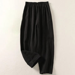 Wilina - Leichte Leinenhose in Schwarz