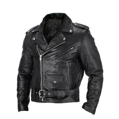 Motorrad-Lederjacke für Männer in Schwarz