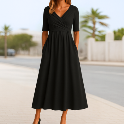 Monique | Kurzärmliges Crossover-Kleid