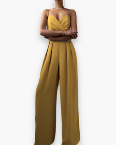 Damen Eleganter Jumpsuit | Festlich Weit Beinig in Gelb