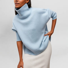 Stefanie™ | Strickpullover mit Rollkragen in Hellblau