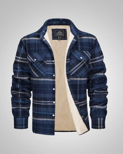 Julian | Herren Gefütterte Karierte Overshirt Jacke in Marineblau