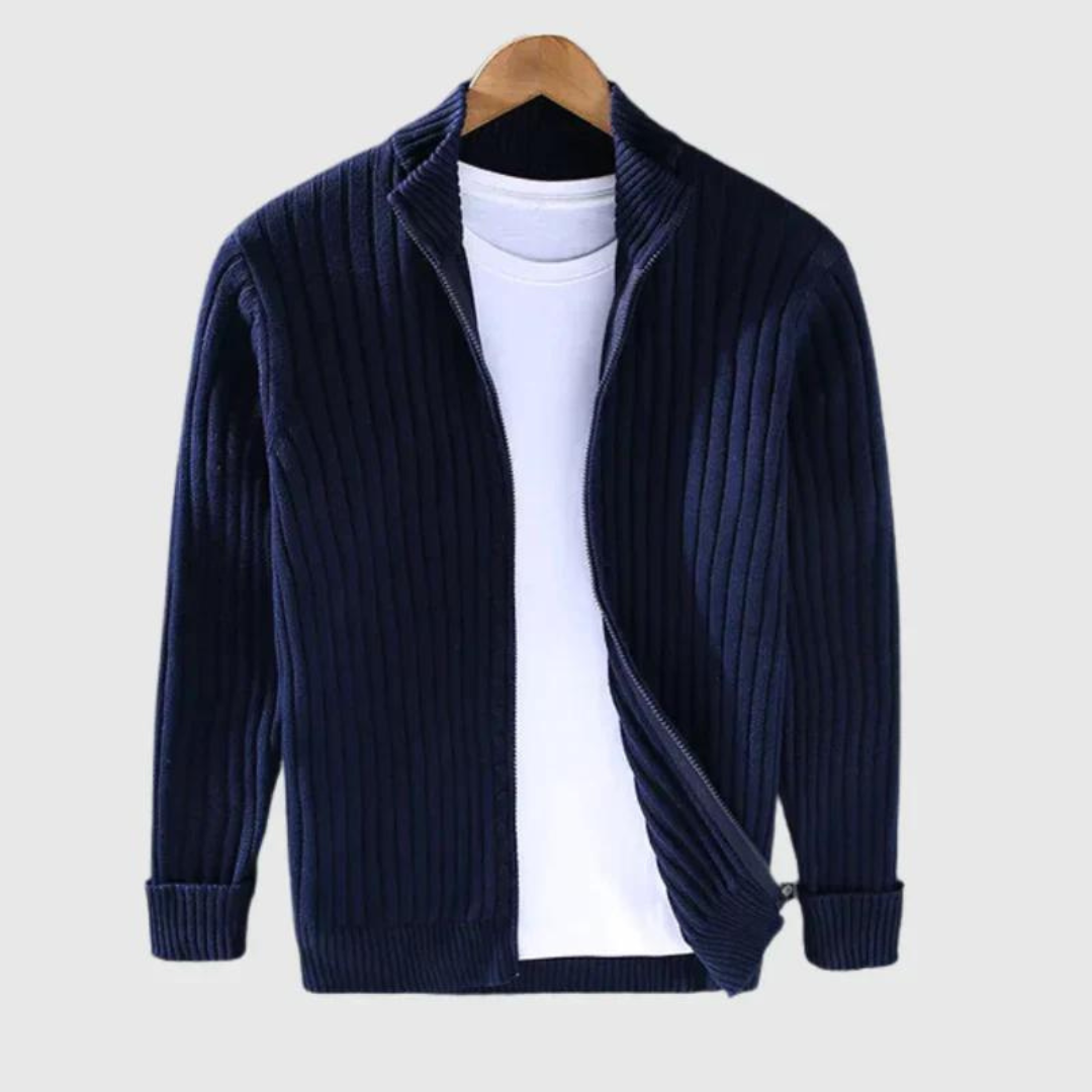Jericho - Gerippter Cardigan - Rollkragenstil