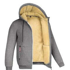 TOMMY - Kapuzenpullover mit Reißverschluss aus Fleece in Grau