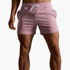 Gestreifte Shorts mit Kordelzug - für Herren im Sommerstil in Rosa